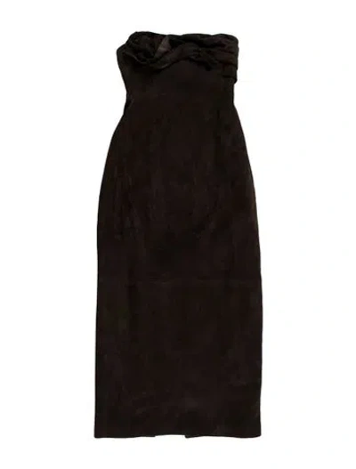 Pre-owned Magda Butrym Leather Long Dress In Brown