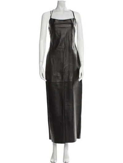 Pre-owned Magda Butrym Leather Long Dress W/ Tags In Brown