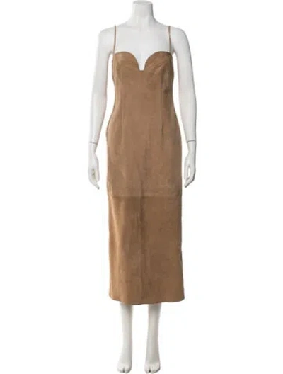 Pre-owned Magda Butrym Leather Midi Length Dress In Neutral