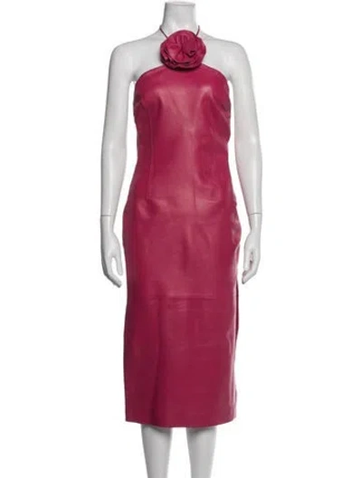 Pre-owned Magda Butrym Leather Midi Length Dress In Pink