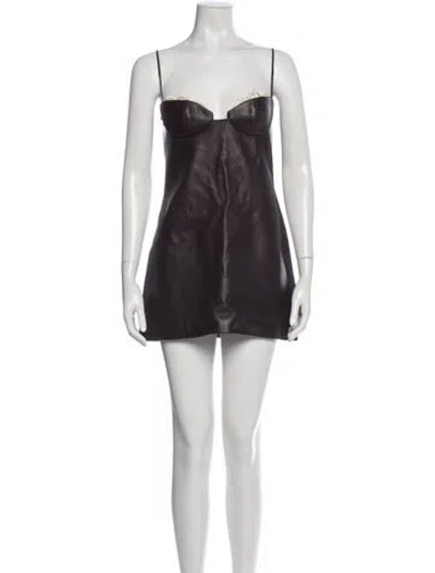 Pre-owned Magda Butrym Leather Mini Dress W/ Tags In Purple