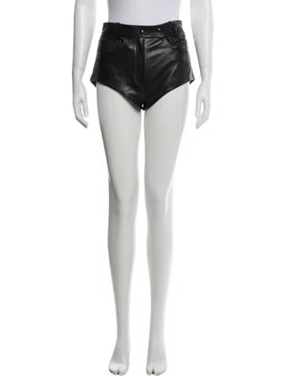 Pre-owned Magda Butrym Leather Mini Shorts W/ Tags In Black