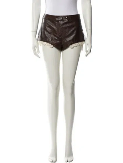 Pre-owned Magda Butrym Leather Mini Shorts W/ Tags In Neutral