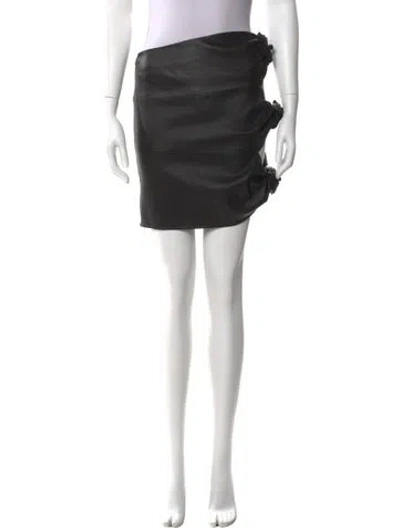 Pre-owned Magda Butrym Leather Mini Skirt In Black