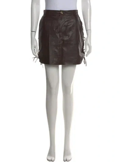 Pre-owned Magda Butrym Leather Mini Skirt In Brown