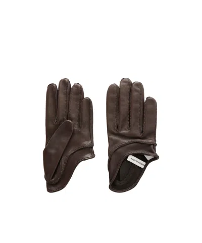 Magda Butrym Leather Paneled Gloves In Brown