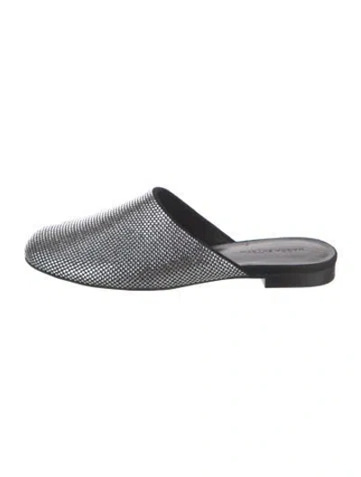Pre-owned Magda Butrym Leather Patterned Mules In Black