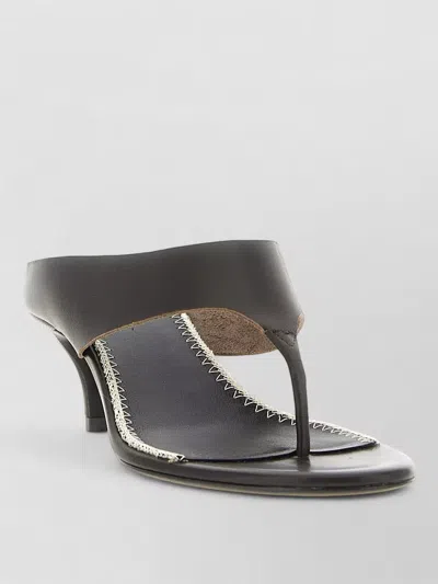 Magda Butrym Leather Sandals Contrast Stitching Kitten Heel Open Toe In Blue