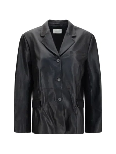 Magda Butrym Leather Single-breasted Blazer In Black