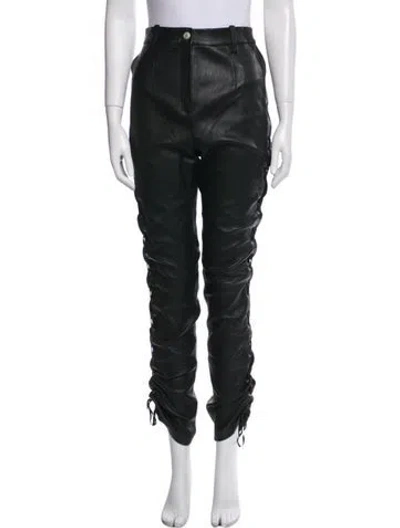 Pre-owned Magda Butrym Leather Skinny Leg Pants In Black