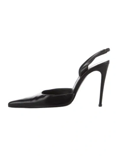 Pre-owned Magda Butrym Leather Slingback Pumps In Black