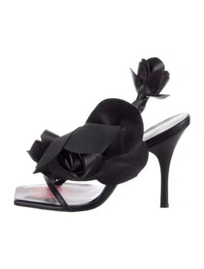 Pre-owned Magda Butrym Leather Slingback Sandals In Black