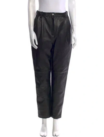 Pre-owned Magda Butrym Leather Straight Leg Pants In Black