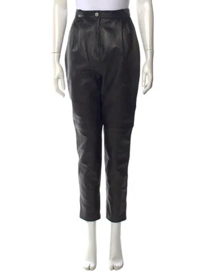 Pre-owned Magda Butrym Leather Straight Leg Pants In Black
