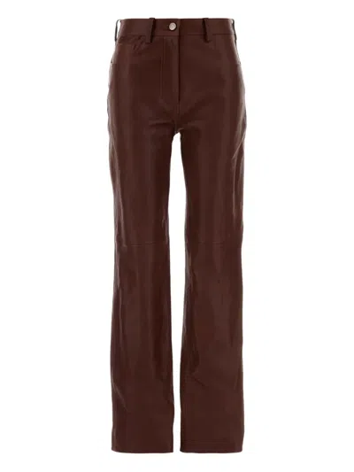 Magda Butrym Leather Straight-leg Trousers In Brown