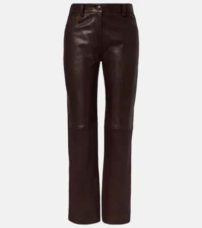 Magda Butrym Leather Straight Pants In Brown