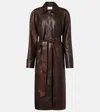 Magda Butrym Belted Leather Coat In Brown