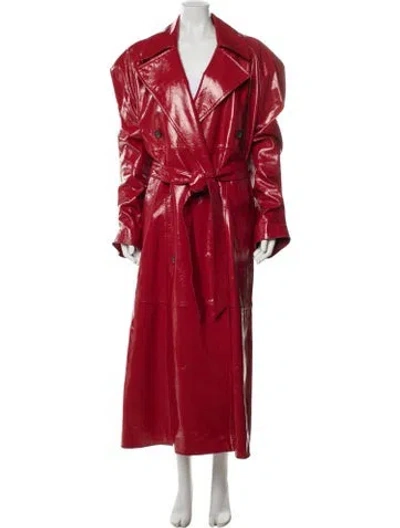 Pre-owned Magda Butrym Leather Trench Coat In Red