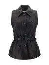 Magda Butrym Leather Belted Biker Vest In Black