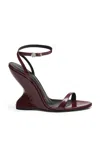 Magda Butrym Leather Wedge Sandals In Burgundy