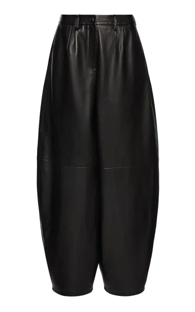 Magda Butrym Leather Wide-leg Pants In Black
