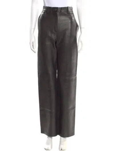 Pre-owned Magda Butrym Leather Wide Leg Pants In Black