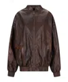 Magda Butrym Leather Zip-front Bomber Jacket In Brown