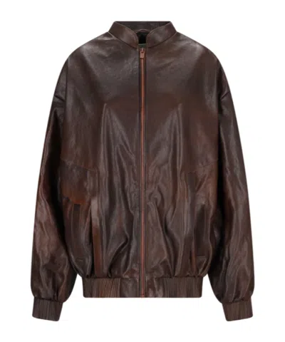 MAGDA BUTRYM MAGDA BUTRYM LEATHER ZIPPED BOMBER JACKET