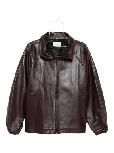 Magda Butrym Leather Zip-up Jacket In Brown
