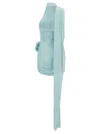 Magda Butrym Light Blue Draped Mini Dress With Roses Applications In Stretch Cupro Wpman In Blue