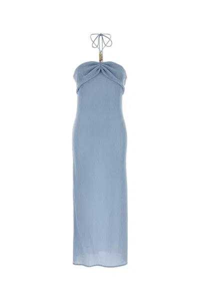 Magda Butrym Light Blue Halter Neck Draped Maxi Dress