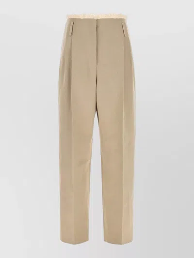 Magda Butrym Linen Blend High Waist Pleated Trousers In Brown