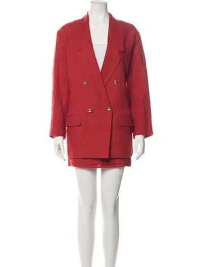 Pre-owned Magda Butrym Linen Pleated Accents Skirt Suit In Red
