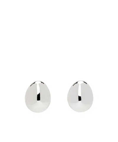 Magda Butrym Logo Carved Earrings In White