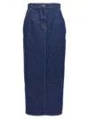 Magda Butrym High-waisted Denim Skirt With Pockets And Slit In Blue
