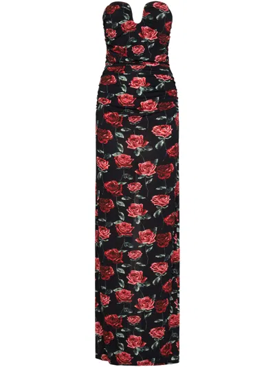Magda Butrym Womens Black Floral-print Strapless Stretch-woven Maxi Dress In Black Floral Print