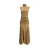Magda Butrym Long Dress With Draping In Brown