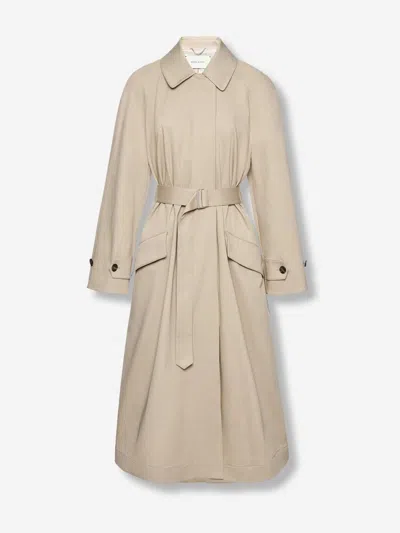 Magda Butrym Flap Pocket Belted Gabardine Coat In Gray