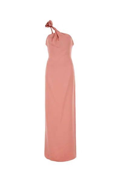 Magda Butrym Silk Satin One Shoulder Long Dress In Pink
