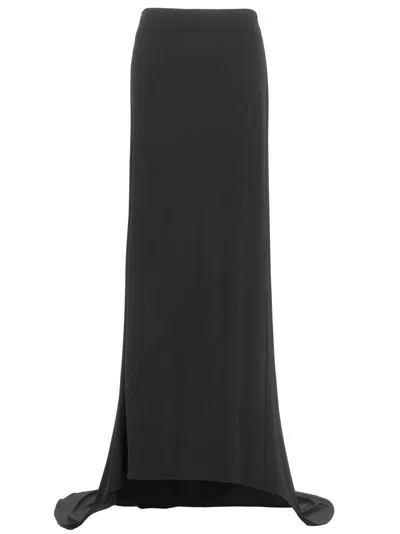 Magda Butrym Long Skirt With Unique Hemline In Black