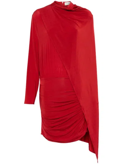 Magda Butrym Caped Cupro-blend Minidress In 60 Red