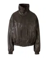 Magda Butrym High-neck Elastic-cuff Leather Jacket In Multi