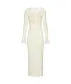 Magda Butrym Long Sleeve Crepe Beach Maxi Dress In Cream In Cream