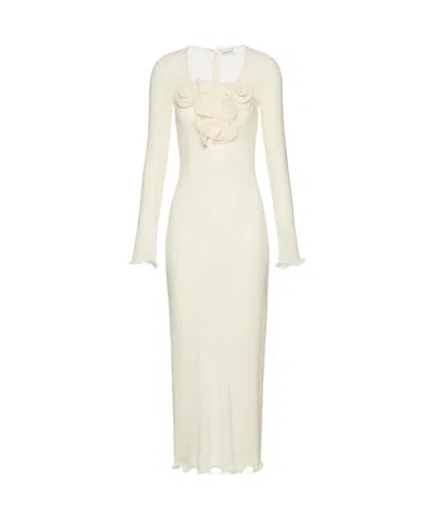 Magda Butrym Long Sleeve Crepe Beach Maxi Dress In Cream