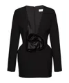 Magda Butrym Oversized Floral Embellished Silk-wool Dress In Black