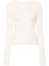 Magda Butrym Ribbed Viscose Blend Sweater In Nude