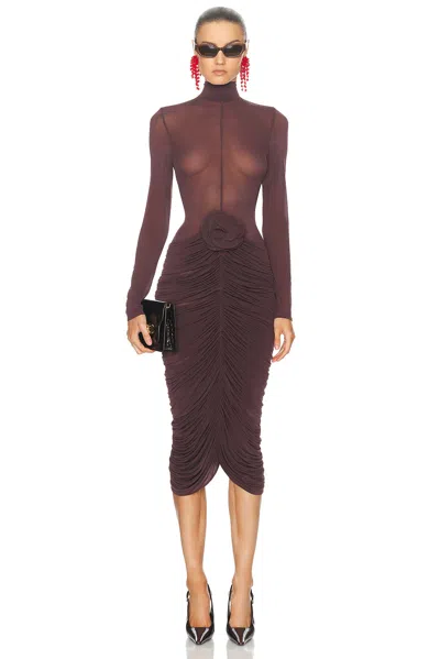 MAGDA BUTRYM LONG SLEEVE SHEER MIDI DRESS