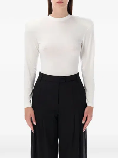 Magda Butrym Long Sleeve Fitted Crew Neck T-shirt In White