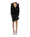 Magda Butrym Sculptural Mini Dress Featuring V-neckline In Black
