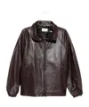 Magda Butrym Leather Jacket Elasticated Cuffs In Brown